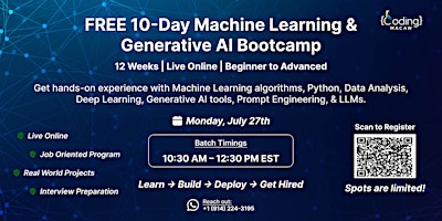 FREE Machine Learning with GenAI Bootcamp| USA Only| Join WhatsApp Group